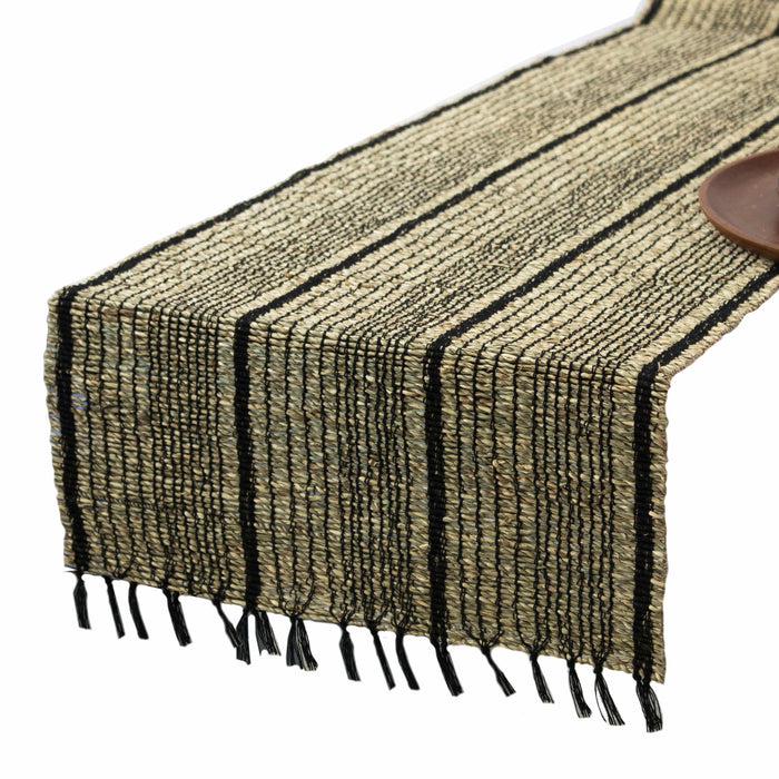 Rustic Rectangular Natural Seagrass Table Runner with Fringe for Dining Room Party Holiday DecorationNatural Seagrass