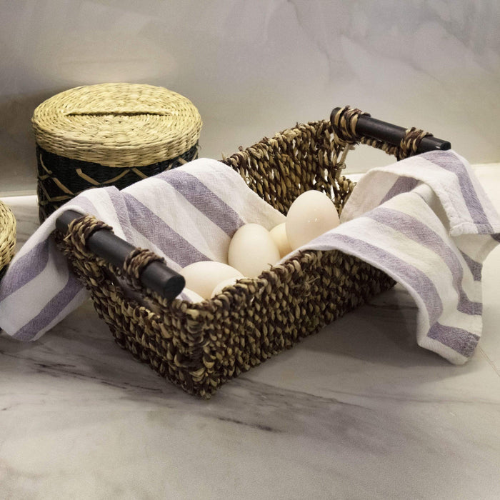 Seagrass Wicker Baskets with handles - Brown | Set of 2