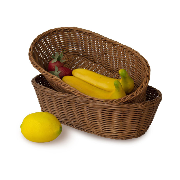 Oval Wicker Serving Baskets | For Restaurant Serving & Tabletop Display (15-inch)