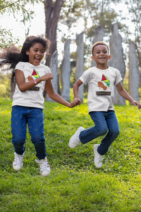 Hand Held Guyana Flag Kids Short Sleeve Tee