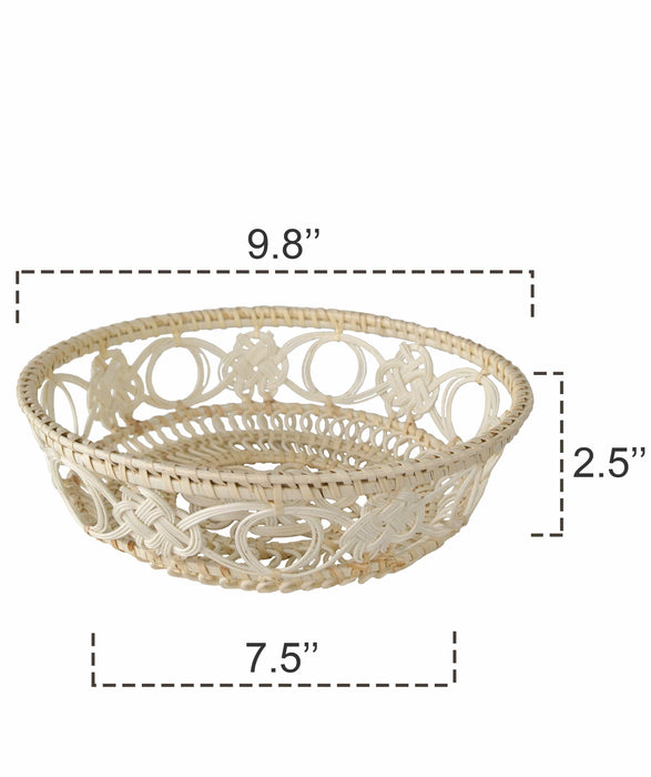 Wicker Wire Fruit Basket Bowls | Round Tabletop Rattan Woven Serving Bowls for Party and Home